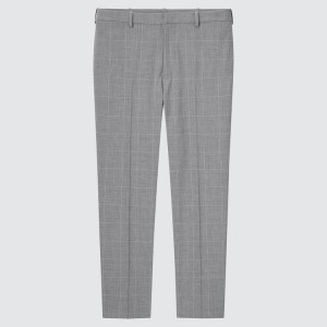 Pantalones Uniqlo Smart Comodidad Glen Checked Ankle Length (Long) Hombre Gris | 1346JDKVT