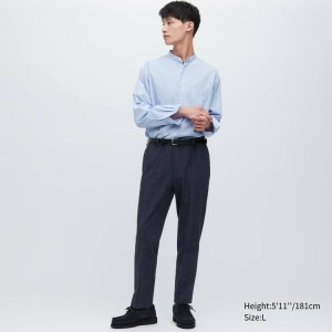 Pantalones Uniqlo Smart Patterned Ankle Length Hombre Azul Marino | 3280QFOWX