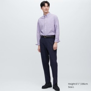 Pantalones Uniqlo Smart Patterned Ankle Length (Long) Hombre Azul Marino | 7510NHFCV