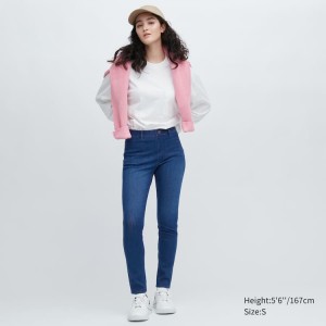 Pantalones Uniqlo Ultra Stretch Denim Mujer Azules | 4308WHZEP