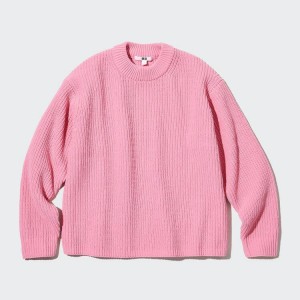 Prendas De Punto Uniqlo Washable Soft Knit Crew Neck Mujer Rosas | 8730PAEMF