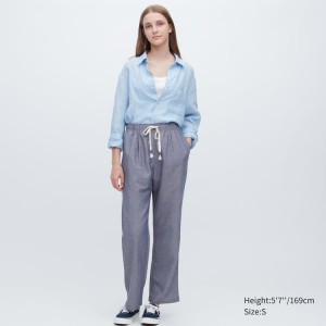 Ropa De Casa Uniqlo Linen Blend Easy Mujer Gris | 7920WCVOL