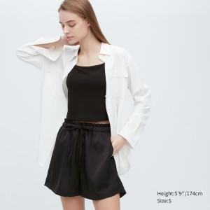 Ropa De Casa Uniqlo Satin Easy Mujer Negras | 9413HQFIS