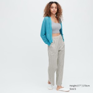 Ropa De Casa Uniqlo Seersucker A Rayas Easy Mujer Azules | 3580HVLWJ