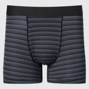 Ropa Interior Uniqlo Airism A Rayas Boxers Hombre Negras | 1736YXMET