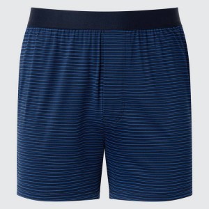 Ropa Interior Uniqlo Airism A Rayas Loose Fit Boxers Hombre Azul Marino | 7351XFOSQ