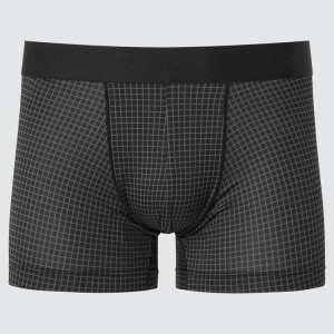 Ropa Interior Uniqlo Airism Low Rise Checked Boxers Hombre Negras | 7346NWKLD