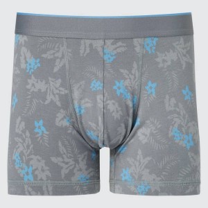 Ropa Interior Uniqlo Algodon Low Rise Printed Boxer Hombre Gris | 4859HUTFV