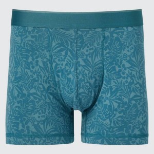 Ropa Interior Uniqlo Algodon Low Rise Printed Boxer Hombre Verde | 1096ZRSDT