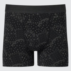 Ropa Interior Uniqlo Algodon Patchwork Boxer Hombre Negras | 1923UKNWJ