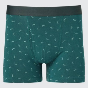 Ropa Interior Uniqlo Algodon Printed Boxer Hombre Verde | 1023JYOAM