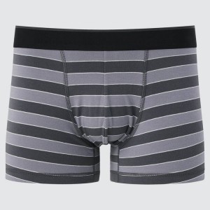 Ropa Interior Uniqlo Supima Algodon Low Rise A Rayas Boxer Hombre Gris Oscuro | 1753JEFLN