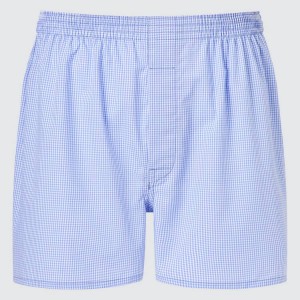 Ropa Interior Uniqlo Woven Checked Boxer Hombre Azules | 9075PTDMR