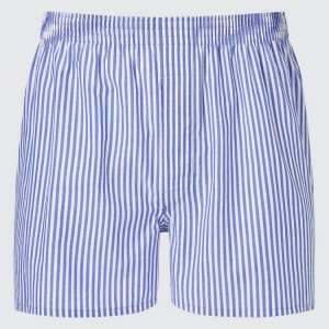 Ropa Interior Uniqlo Woven London A Rayas Boxer Hombre Azules | 2618GUAPI