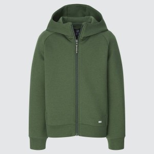 Sudadera con Capucha Uniqlo Ultra Stretch Dry Sweat Zipped Niños Verde Oliva | 0418KDIAP