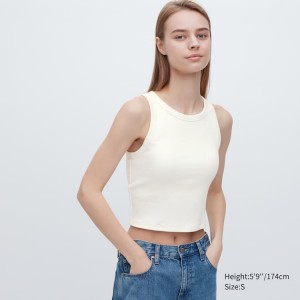 Sujetadores Uniqlo Acanalado Cropped Sin Manga Mujer Blancas | 0931DKEAV