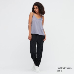 Tops Uniqlo Satin Camisole Mujer Azules | 6194BLIWE