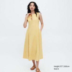 Vestido Uniqlo Airism Ultra Stretch Sin Manga Mujer Amarillo | 9745QXZSC