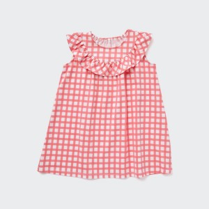 Vestido Uniqlo Checked Bebe Rosas | 6495ZCATL