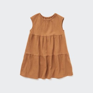 Vestido Uniqlo Corta Sleeved Bebe Marrones | 6105HDLMY