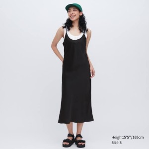 Vestido Uniqlo Satin Camisole Mujer Negras | 7024NOWKH