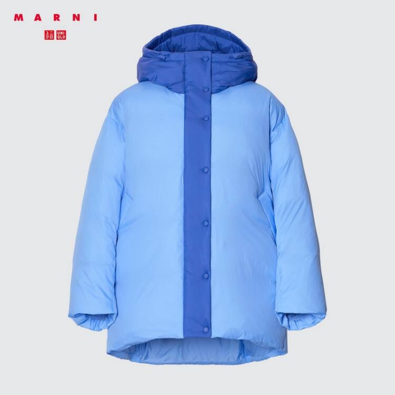 Abrigos Uniqlo Marni Down Oversized Mujer Azules | 9721NGWPS