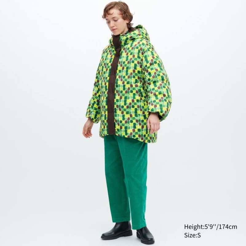 Abrigos Uniqlo Marni Down Printed Oversized Mujer Verde | 9816AWSPY