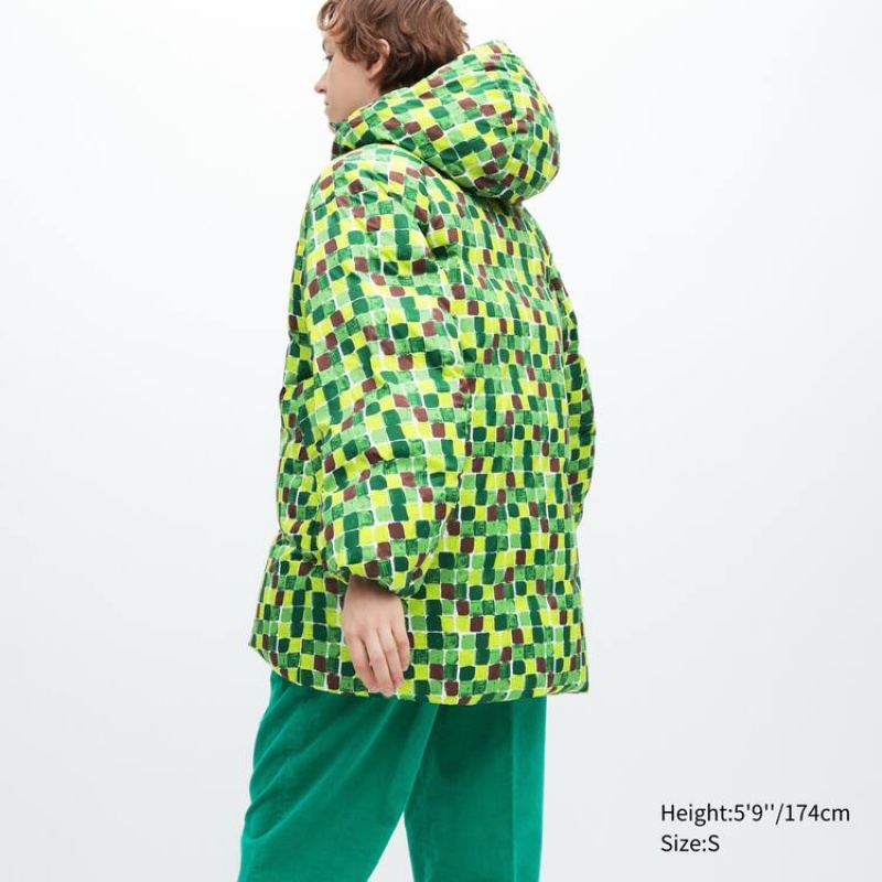 Abrigos Uniqlo Marni Down Printed Oversized Mujer Verde | 9816AWSPY