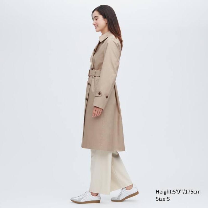 Abrigos Uniqlo Trench Mujer Beige | 0753DSQXK