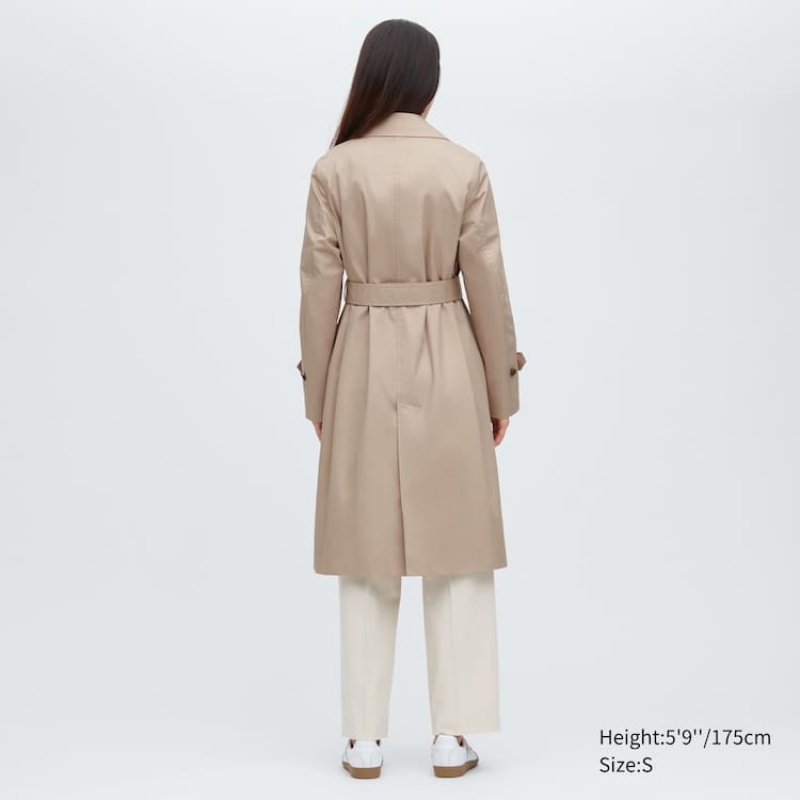 Abrigos Uniqlo Trench Mujer Beige | 0753DSQXK