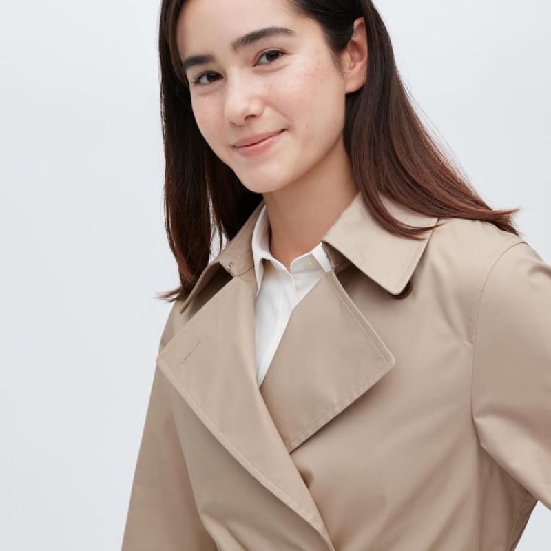 Abrigos Uniqlo Trench Mujer Beige | 0753DSQXK