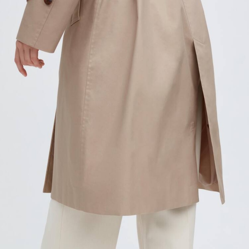 Abrigos Uniqlo Trench Mujer Beige | 0753DSQXK