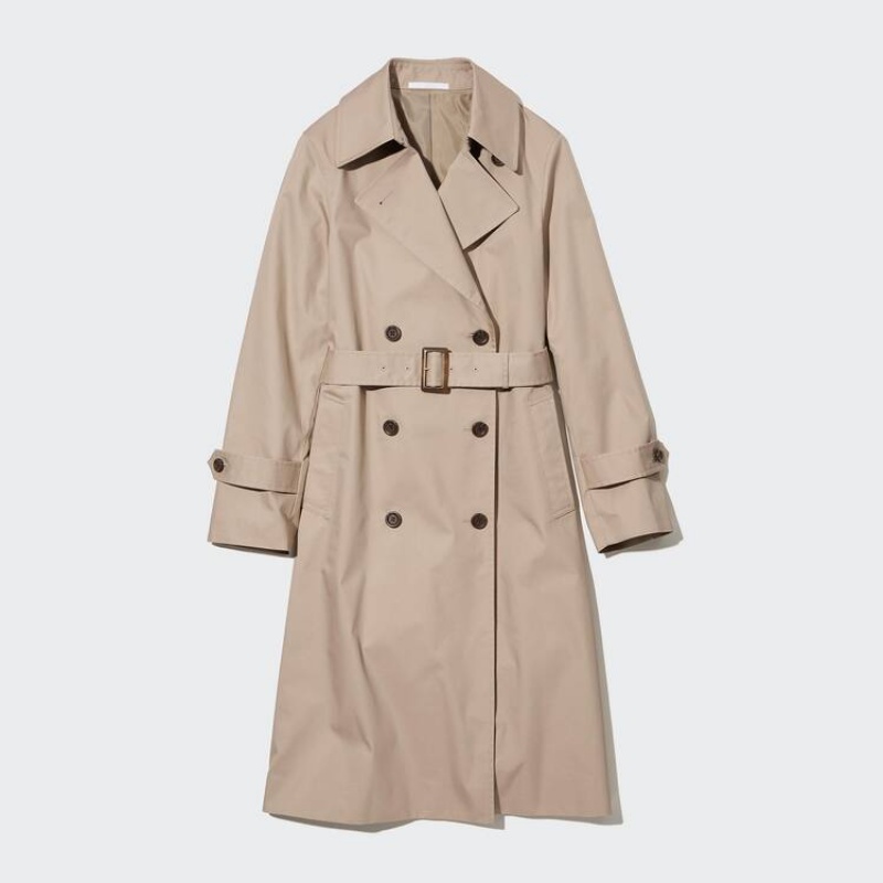 Abrigos Uniqlo Trench Mujer Beige | 0753DSQXK