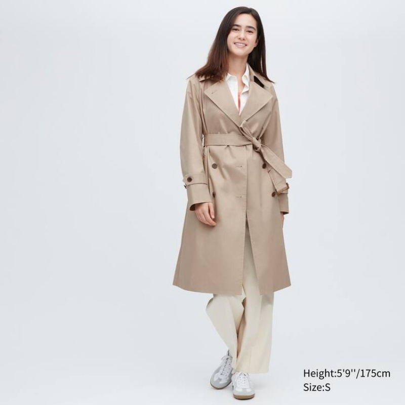 Abrigos Uniqlo Trench Mujer Beige | 0753DSQXK