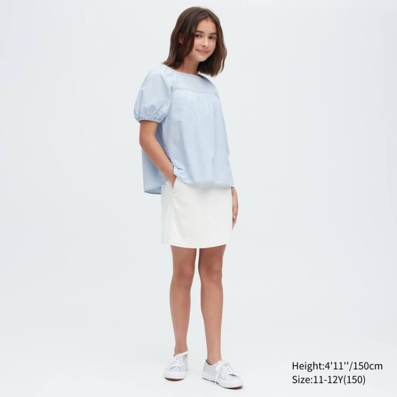 Blusa Uniqlo 100% Algodon Chambray Gathered Niños Azules | 1489NYDIO