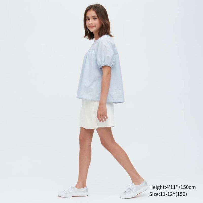 Blusa Uniqlo 100% Algodon Chambray Gathered Niños Azules | 1489NYDIO