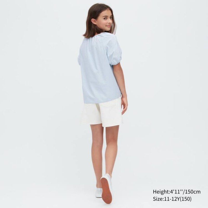 Blusa Uniqlo 100% Algodon Chambray Gathered Niños Azules | 1489NYDIO