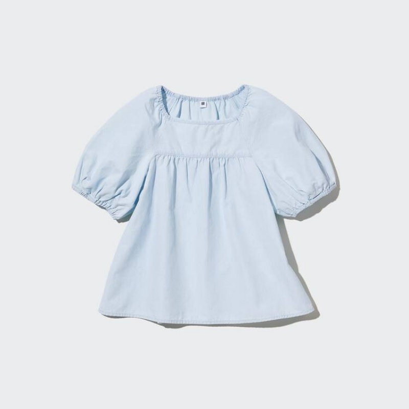 Blusa Uniqlo 100% Algodon Chambray Gathered Niños Azules | 1489NYDIO