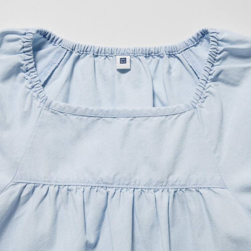 Blusa Uniqlo 100% Algodon Chambray Gathered Niños Azules | 1489NYDIO