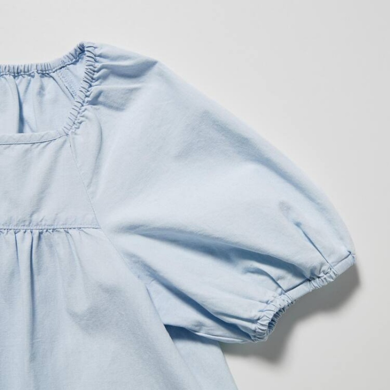 Blusa Uniqlo 100% Algodon Chambray Gathered Niños Azules | 1489NYDIO