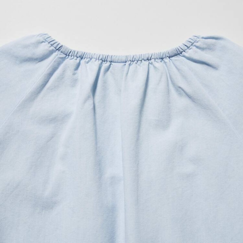 Blusa Uniqlo 100% Algodon Chambray Gathered Niños Azules | 1489NYDIO