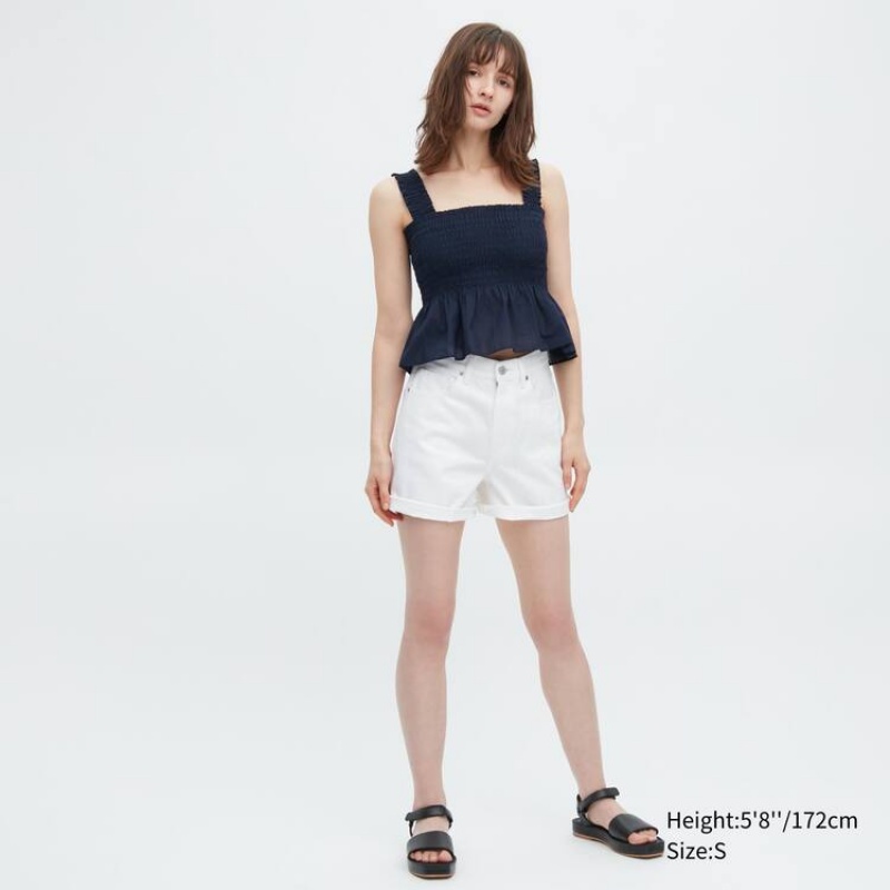 Blusa Uniqlo Algodon Sin Manga Mujer Azul Marino | 0956WTNYS