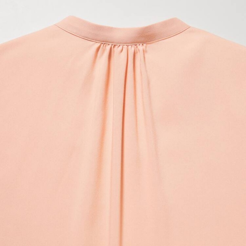 Blusa Uniqlo Viscose Pintucked Long Sleeved Mujer Coral | 2645FAOTG