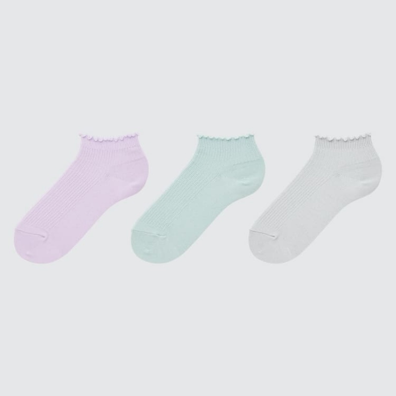 Calcetines Uniqlo Acanalado Corta (Three Pairs) Niños Rosas Verde Gris | 9723VHRJZ