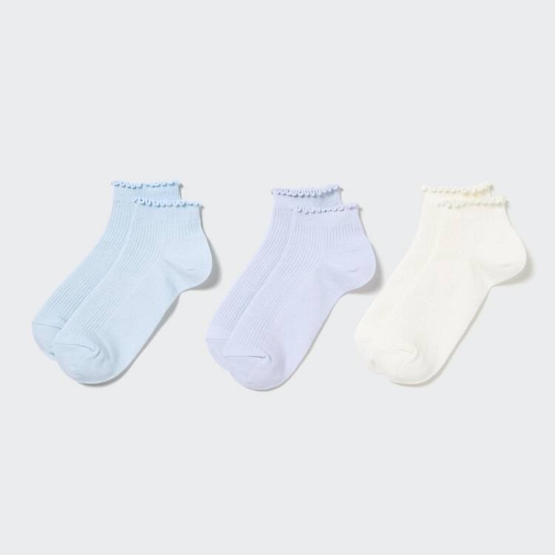 Calcetines Uniqlo Corta (Three Pairs) Niños Azules Moradas Blancas | 1807YMALD