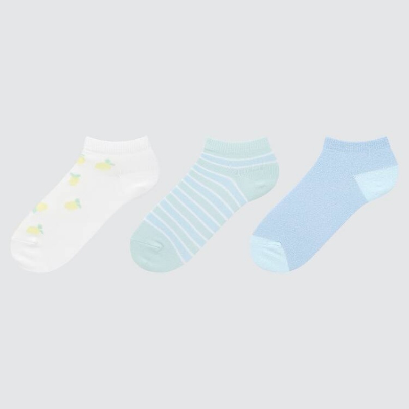 Calcetines Uniqlo Fruit Print Corta (Three Pairs) Niños Blancas Azules Verde | 6307TUWSJ