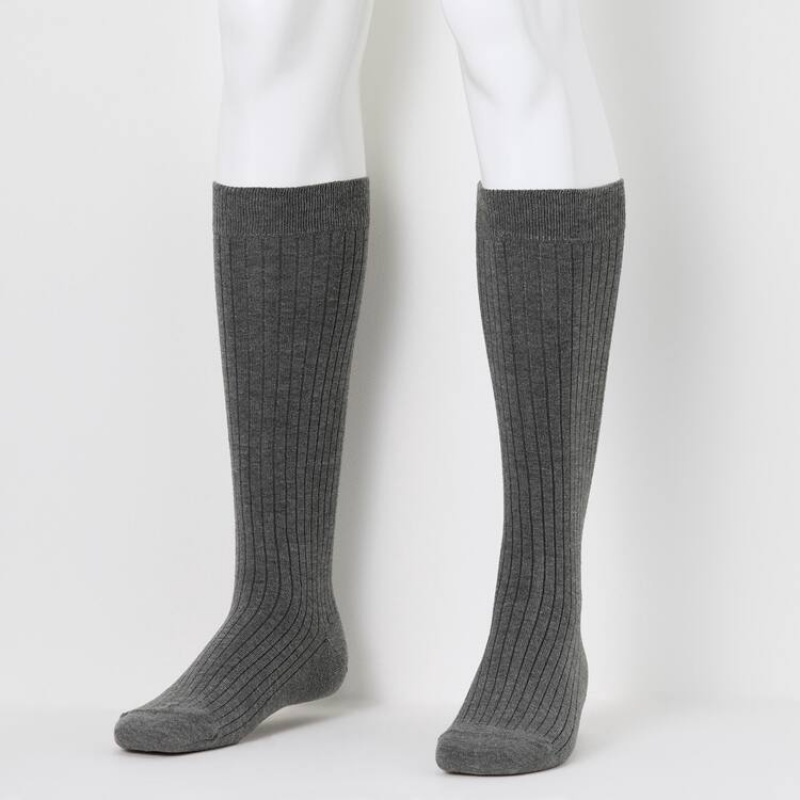 Calcetines Uniqlo Heattech Acanalado Knee High Hombre Gris Oscuro | 7583QWGCZ