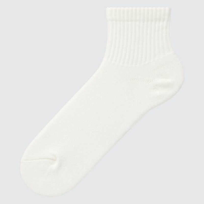 Calcetines Uniqlo Heattech Pile Half Hombre Blancas | 0839HJMDZ