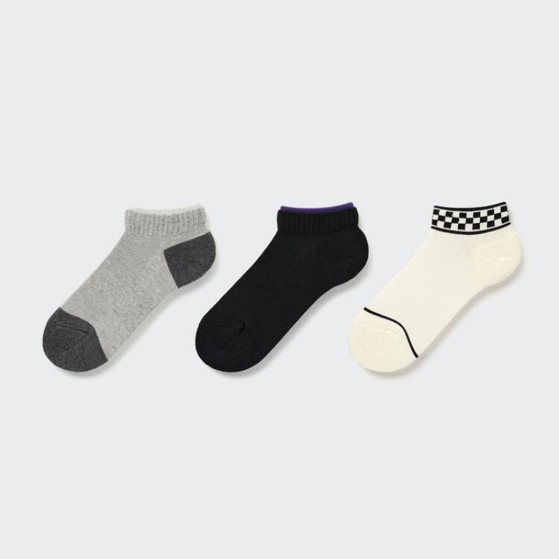 Calcetines Uniqlo Layered Corta (Three Pairs) Niños Gris Negras Beige | 4560YBSMC