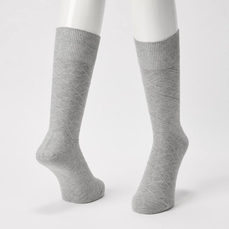 Calcetines Uniqlo Supima Algodon Links Checked Hombre Gris | 3502YIXGL